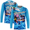 Cornbee Personalized Text Blue Fire Fishing 3D Long Sleeve Shirt