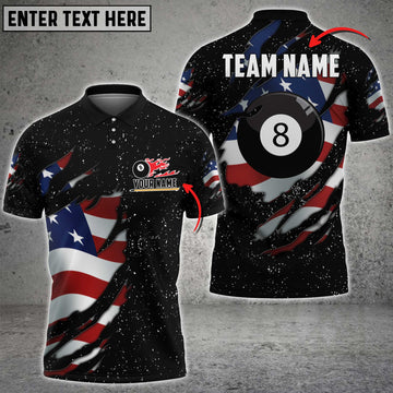 Cornbee Billiards Ball 8 US Flag Galaxy Personalized Name, Team Name 3D Shirt