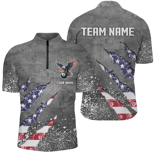 Cornbee Billiards Metal US Flag Pattern Personalized Name, Team Name 3D Shirt