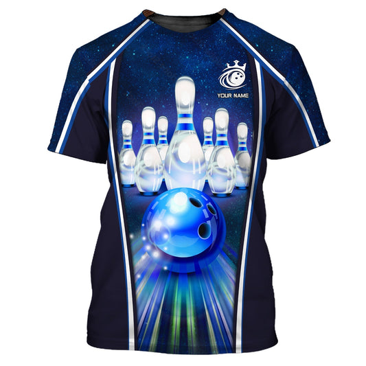 Cornbee Custom Name Bowling Sport Blue Galaxy 3D Unisex Shirt