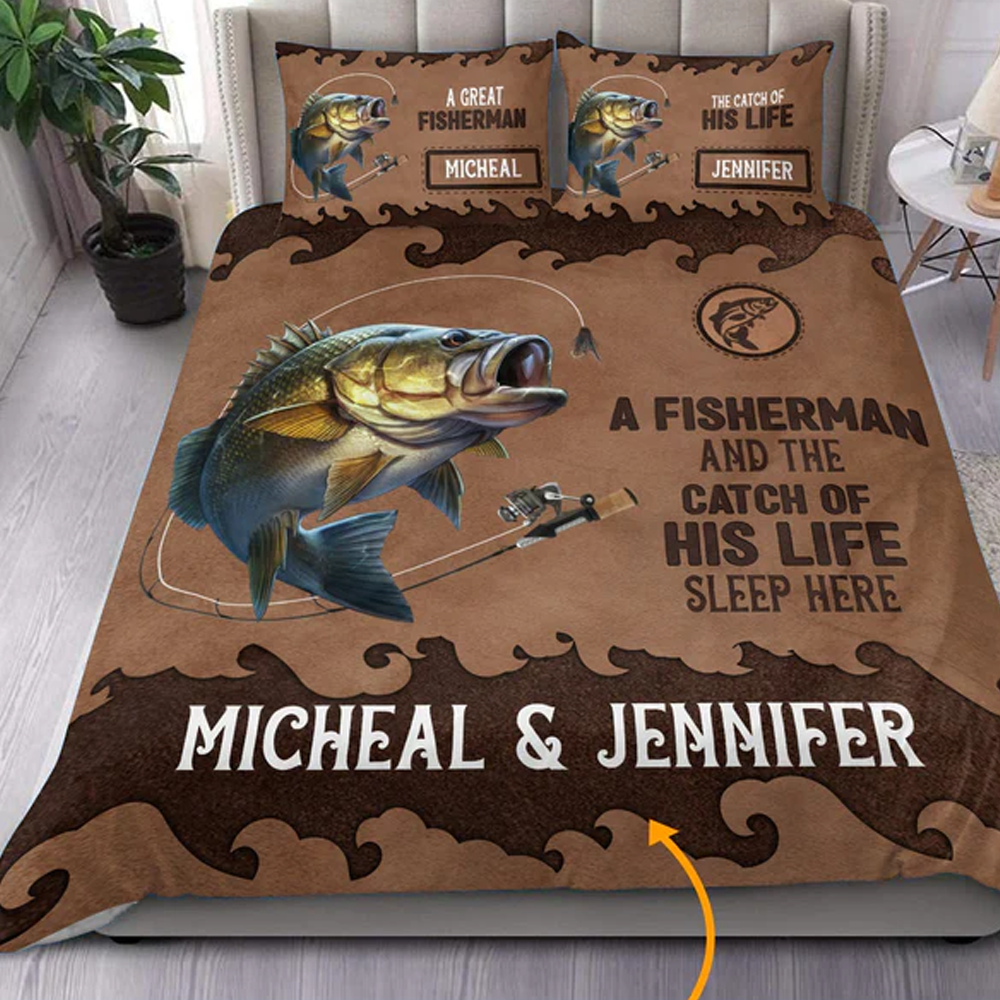 Fishing Personalized Bedding Set, Personalized Gift for Fishing Lovers44 Cornbee
