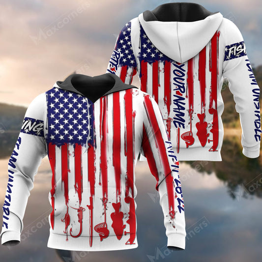 Cornbee Customize Name American Flag Fishing 3D Shirts For TEAM UNSTABLE