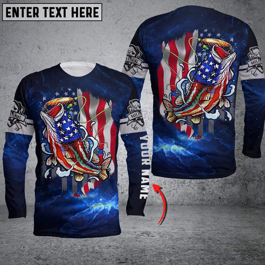 Cornbee Personalized Bass Fishing 3D American Flag Patriotic Shirts