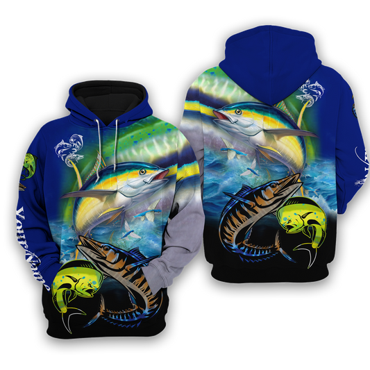 Cornbee Mahi-mahi, Wahoo, Tuna Customize Name 3D Shirts