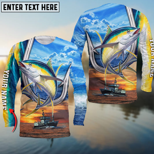 Cornbee Yellowfin Tuna Fishing Customize Name 3D Shirts