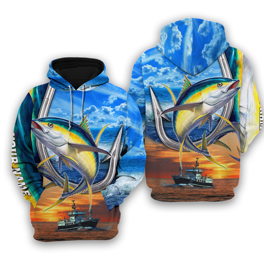 Cornbee Yellowfin Tuna Fishing Customize Name 3D Shirts