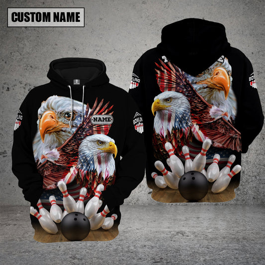 Cornbee Bowling And Pins American Eagles Pride Customized Name And Team Name 3D Shirt