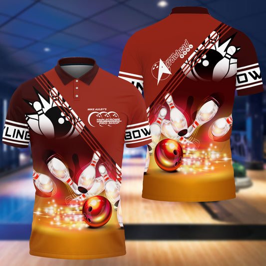 Cornbee Red Bowling Ball Crashing into the Pins Personalized Name 3D Shirt for Tom Taylor