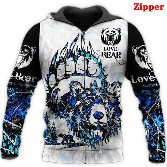 Cornbee Men's Hoodies & Sweatshirts Fashion Beautiful Bear Hunting 3D Printed Sweatshirt
