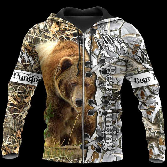 Cornbee Men's Hoodies & Sweatshirts Bear Hunting Camo 3D Print Shirt