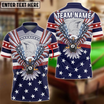 Cornbee Billiard Ball 8 Eagle Multicolor Option Personalized Name, Team Name 3D Polo Shirt