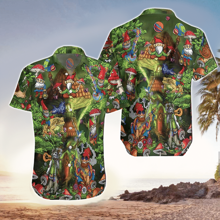 Gnome Hippie Hawaiian Shirt Cornbee