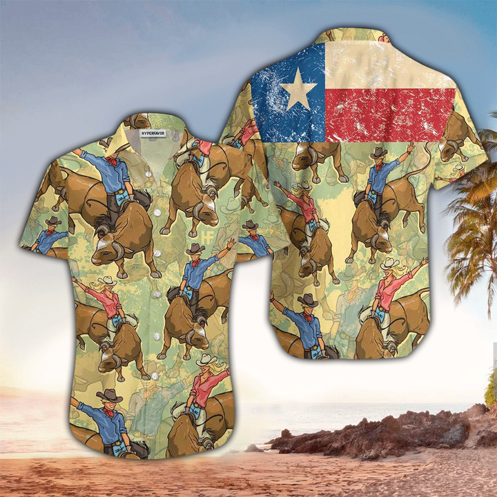 Rodeo Texas Flag Hawaiian Shirt Cornbee