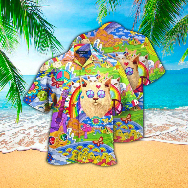 Amazing Hippie Cat Hawaiian Shirt Cornbee