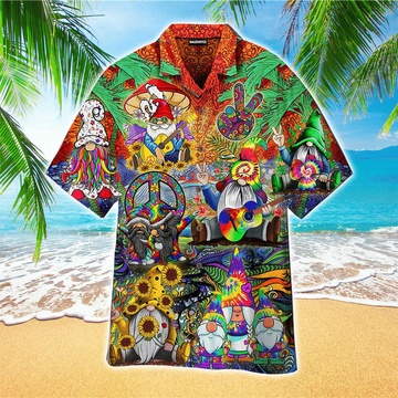 Hippies Gnome Peace Hawaiian Shirt Cornbee