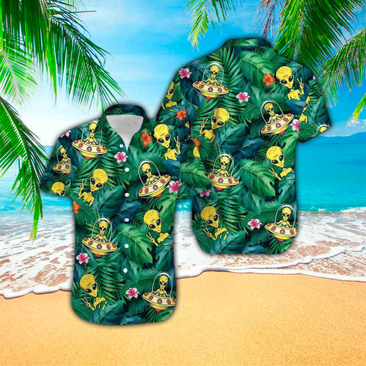 Alien Ufo Hippie Hawaiian Shirt Cornbee