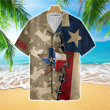 Texas Flag & Rodeo Texas Custom Hawaiian Shirt Cornbee