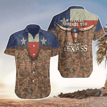 If The Flag Offends You Kiss My Texas Cipi Hawaiian Shirt Cornbee