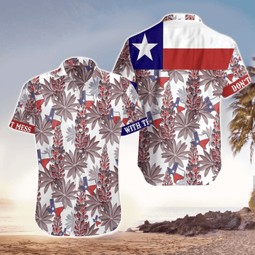 Bluebonnet Pattern Texas Map Flag Proud Hawaiian Shirt Cornbee