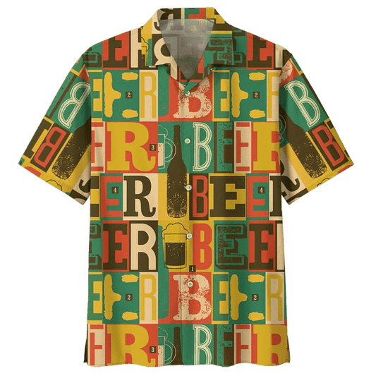 Vintage Colorful Beer Lover Hawaiian Shirts Cornbee