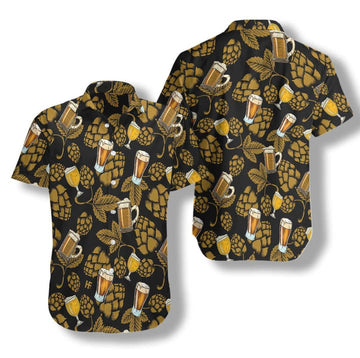 Hop Cones Beer Glass Hawaiian Shirt Cornbee