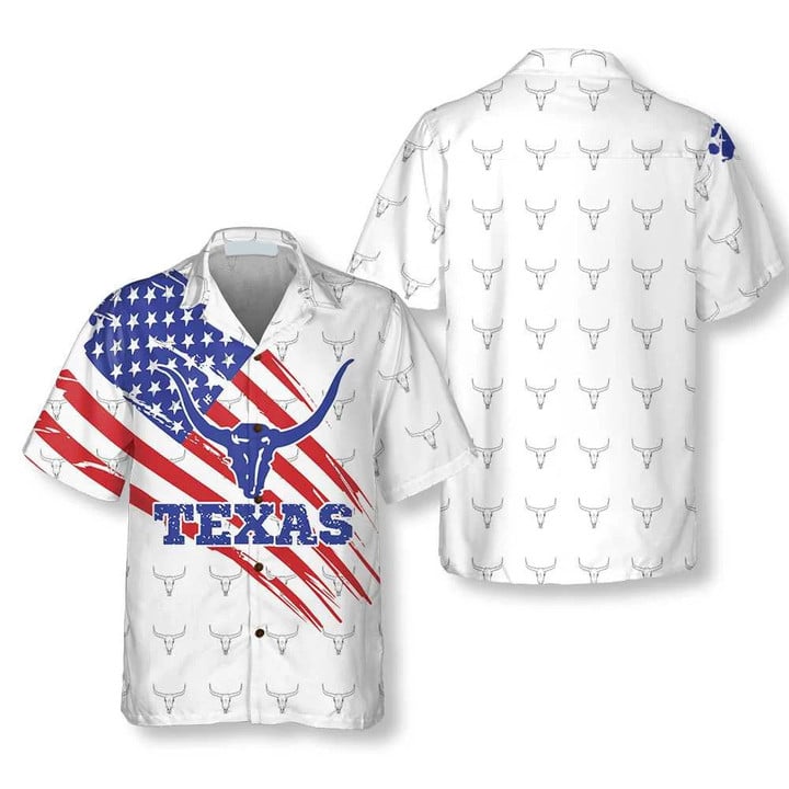 Texas Flag Longhorn Pattern Hawaiian Shirt Cornbee