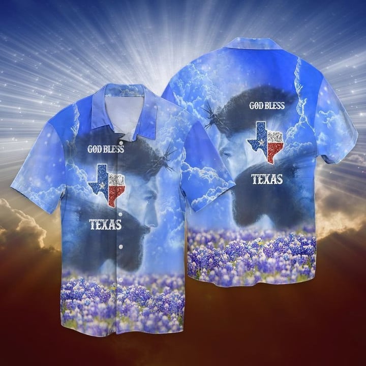 Jesus God Bless Texas Hawaiian Shirt Cornbee