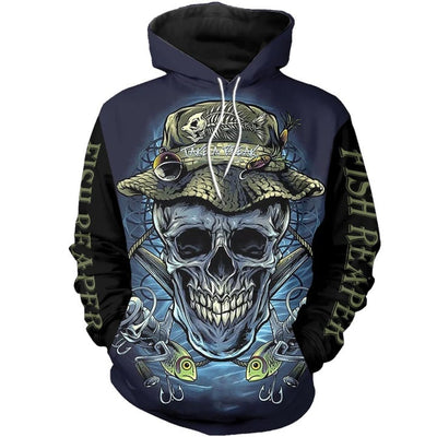 Skull Fisherman 3D All Over Printed Shirts Cornbee