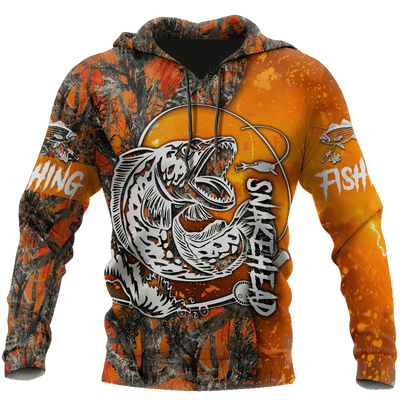 Snakehead Fishing Orange Camo Women'S Men'S Clothing Hoodie Cornbee
