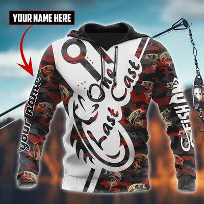 One Last Cast Red Camo Fishing Custom Name Design 3D Print Shirts Hoodie Cornbee
