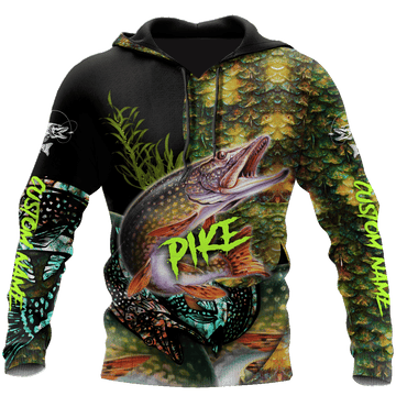 Custom Name Northern Pike Fishing On Skin 3D Design Print Shirts Hoodie Cornbee