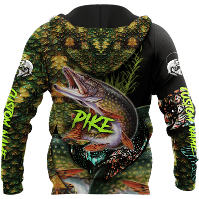 Custom Name Northern Pike Fishing On Skin 3D Design Print Shirts Hoodie Cornbee
