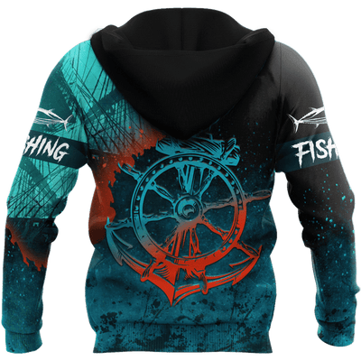 Saltwater Fishing On The Helm 3D All Over Shirts For Men And Women Hoodie Cornbee