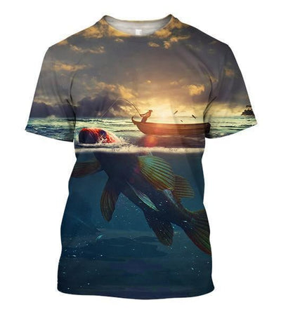Creative Water Boats Fishing Shirt Hoodie 3D All Over Printed Cornbee