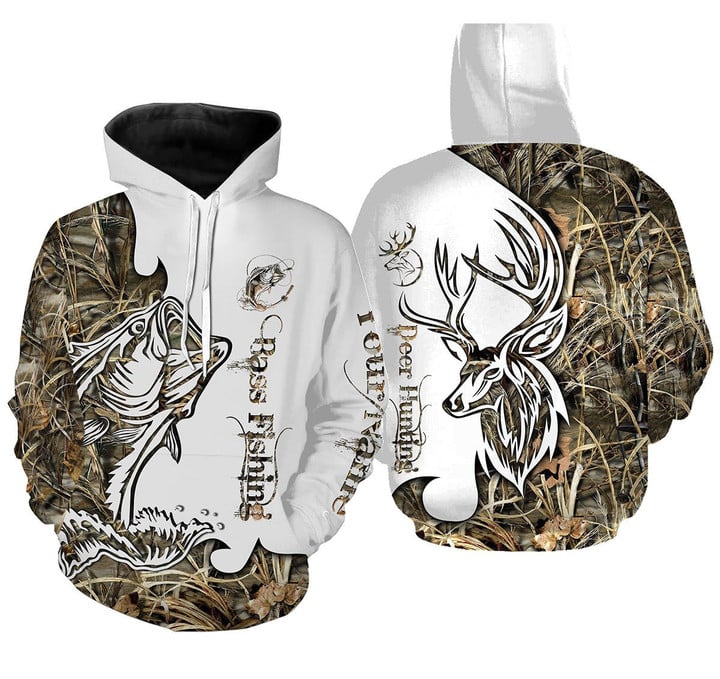 Customized Name Bass Fishing Deer Hunting All Over Print Shirts - Personalized Gift Cornbee