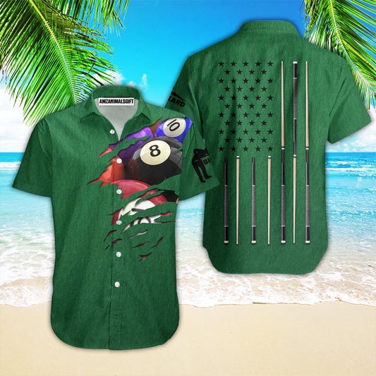 Billiards Aloha Hawaiian Shirts For Summer, 8 Ball Pool Billiards Green Hawaiian Shirt For Men Women, Gift For Friend, Family, Billiard Lovers Cornbee