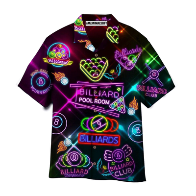 Billiards Aloha Hawaiian Shirts For Summer, Billiard Club Pool Room Neon Hawaiian Shirt Outfits For Men Women, Gift For Friend, Billiards Lovers Cornbee