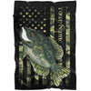 Crappie fishing American flag camo black angry crappie fish art custom throw fleece blanket Cornbee