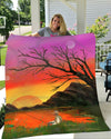 Beautiful Sunset fishing ChipteeAmz's art soft fleece throw blanket, gift for fishing lovers Cornbee