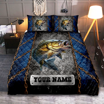 Fishing Rusty Chains Blue Personalized Bedding Set, Personalized Gift for Fishing Lovers67 Cornbee