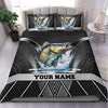 Fishing Black And Silver Pattern Personalized Bedding Set, Personalized Gift for Fishing Lovers74 Cornbee