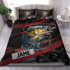 Fishing Black & Red Lines Personalized Bedding Set, Personalized Gift for Fishing Lovers65 Cornbee