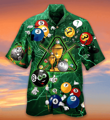 Billiards Aloha Hawaiian Shirts For Summer, Funny Balls Billiard Cup Green Hawaiian Shirt Outfits For Men Women, Gift For Friend, Billiards Lovers Cornbee