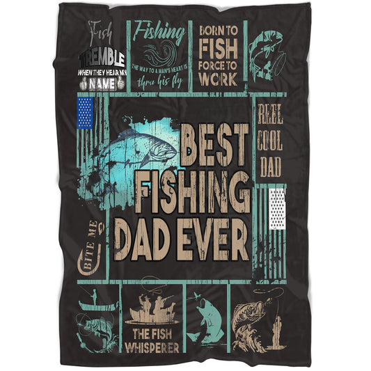 Best Fishing Blanket Dad Ever Blanket | Special Father's Day, Birthday, Christmas Gift, Beautiful Fishing Fleece Throw for Father Cornbee