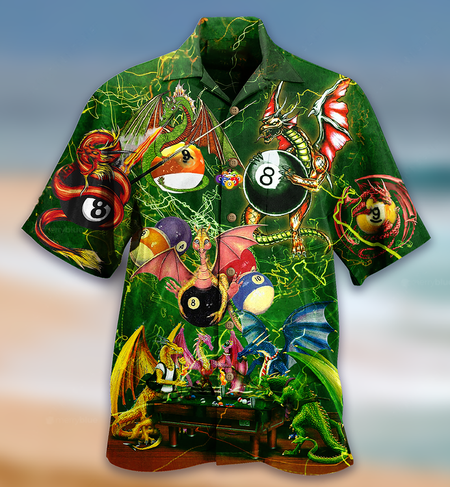 Billiard Hawaiian Shirt, Dragon Aloha Hawaiian Shirt For Summer, Dragon And Billiard Balls Love Life Cool Hawaiian Shirt For Men Women, Dragon Lovers Cornbee