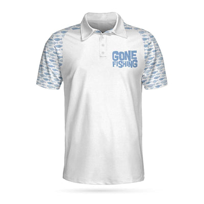 Men Golf Fishing Shirt - White Fishing Men Polo Shirt, Gone Fishing You Can't Buy Happiness But You Can Go Fishing Shirt For Men Cornbee
