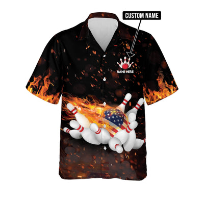 Personalized Flame Bowling Gutter Gang Personalized Name Hawaiian Shirt Cornbee