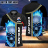 Personalized Bowling Cyan Flame Skull Pattern  Name 3D Shirt Cornbee