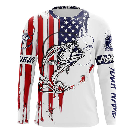 Bass fishing with America flag fishing shirt gift for fisherman Cornbee
