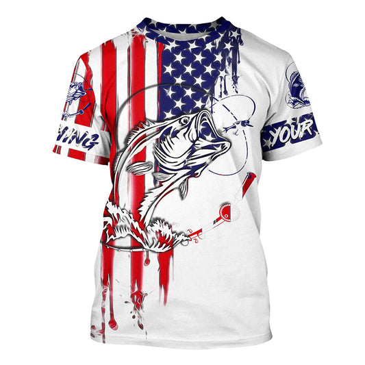 Bass fishing with America flag fishing shirt gift for fisherman Cornbee